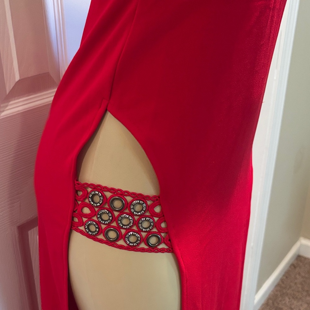 Elegant Red Halter Maxi Dress size S - Picture 4 of 7